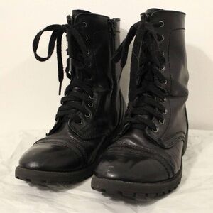 AZ Jones faux leather black combat boots